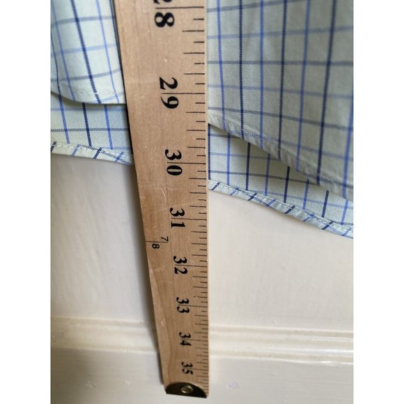 Eddie Bauer Button Down Shirt Mens Medium LS Cotton Green/Blue Checked - Picture 4 of 10